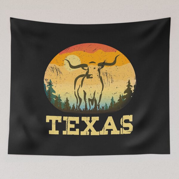 Item preview, Texas State Pride Long Horn Cattle Retro Sunset designed and sold by checkertonetees.