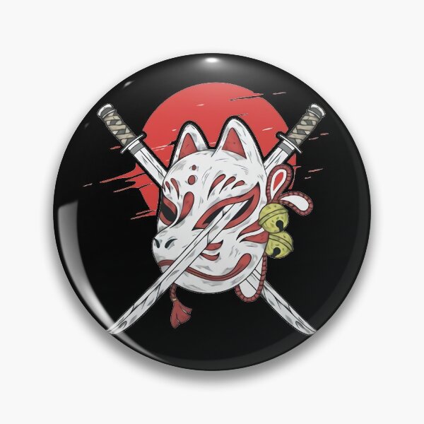 Item preview, japanese kitsune mask and two katana  designed and sold by bisly.