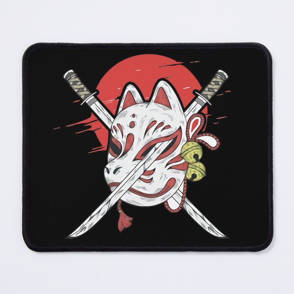 Item preview, japanese kitsune mask and two katana  designed and sold by bisly.