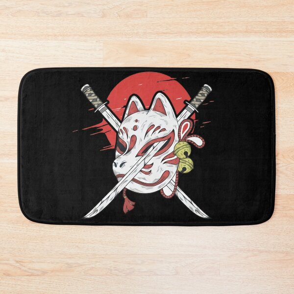 Item preview, japanese kitsune mask and two katana  designed and sold by bisly.