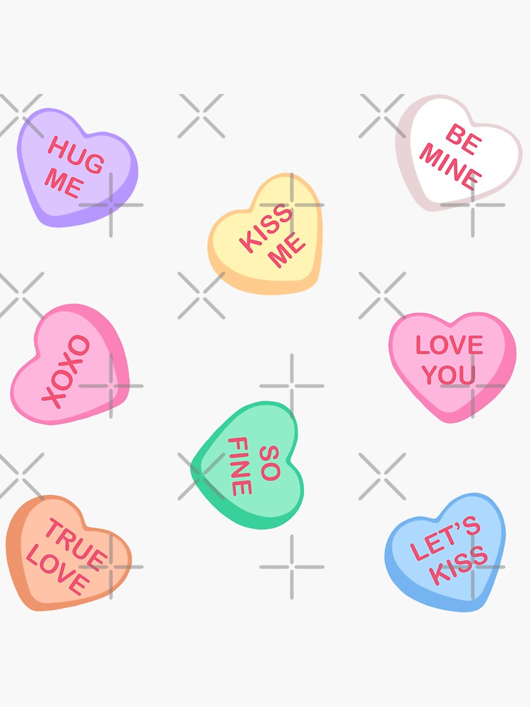 Thumbnail 3 of 3, Sticker, Candy Hearts designed and sold by P0SITIVEdesigns.