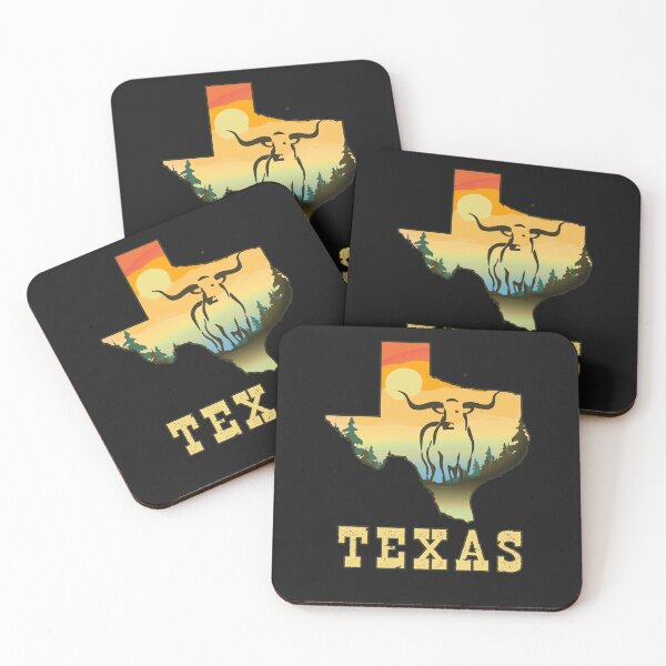 Item preview, Texas State Pride Map Long Horn Cattle Retro Sunset designed and sold by checkertonetees.