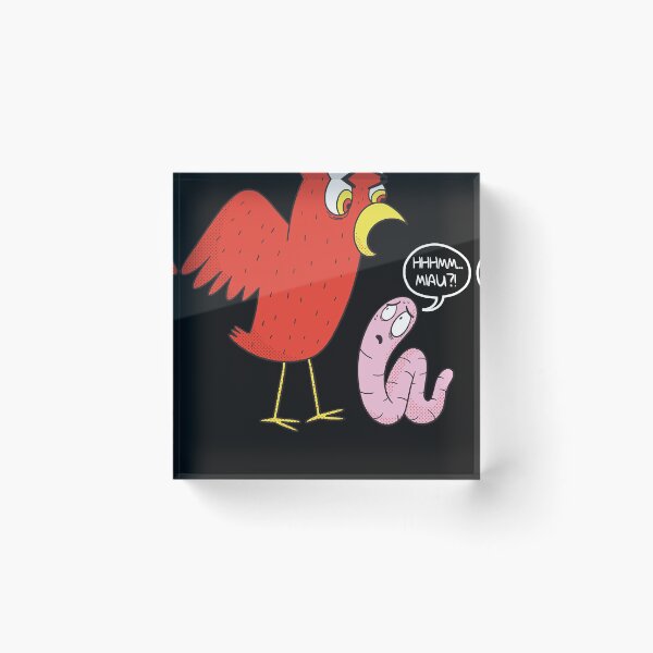 Item preview, HMMM, MIAU Funny Bird And Worm Cartoon Essential T-Shirt designed and sold by JohnMatz68.