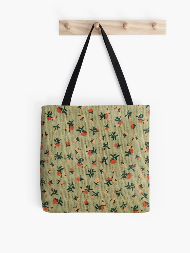 Green,pink,and orange floral coquette print Tote Bag for Sale by  Cronchyfrog11