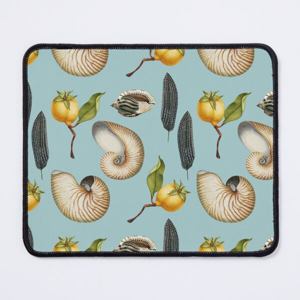 Item preview, Eggshell Blue Botanical Pattern with Nautilus Shells, Feathers, & Fruit designed and sold by Trish Dish.