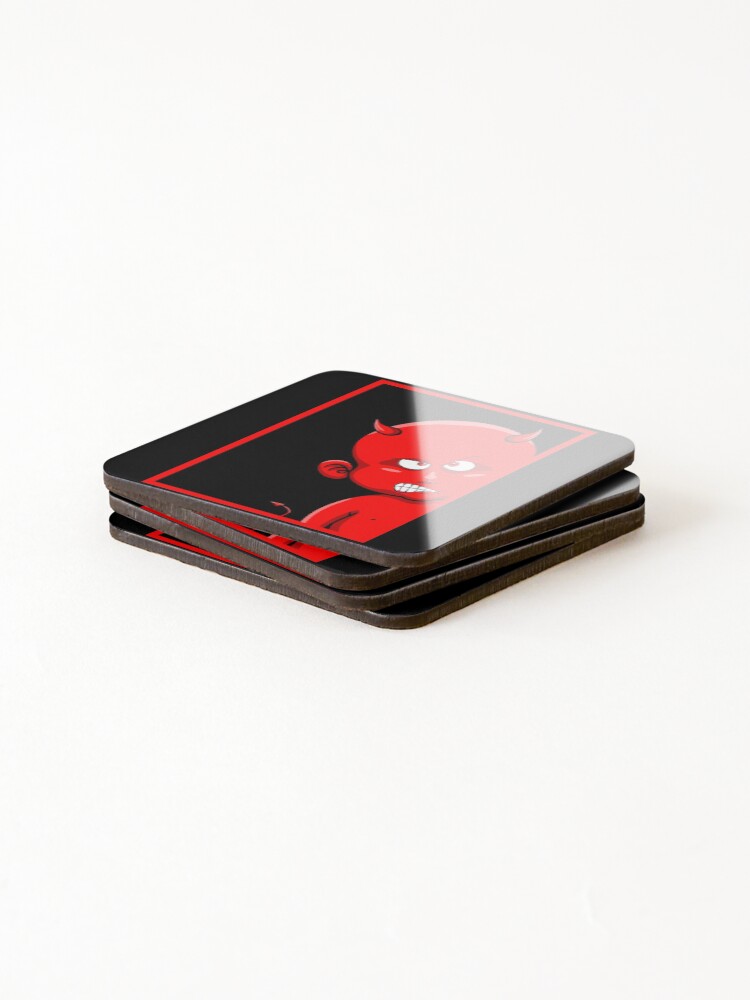 Thumbnail 4 of 5, Coasters (Set of 4), The Peeking Red devil designed and sold by Rafka-Shop.