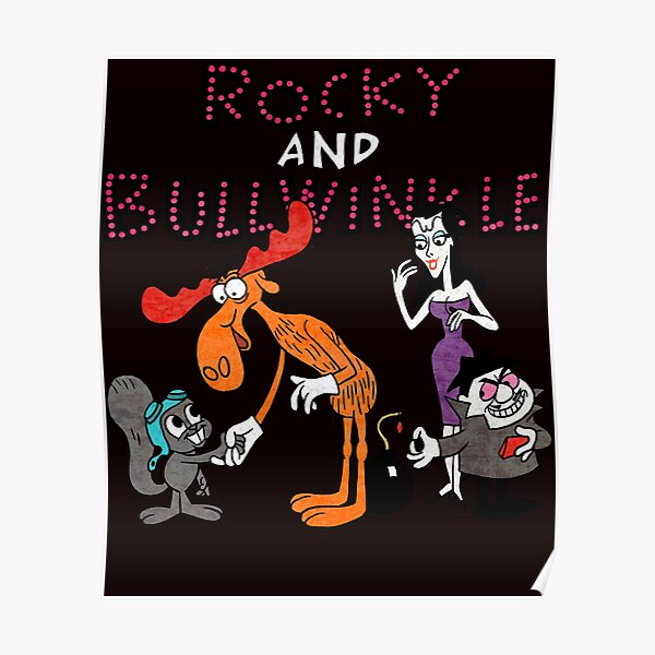Tribute to Jay Ward Cartoons Rocky, Bullwinkle, Natasha and Boris with Logotype Classic T-Shirt Poster