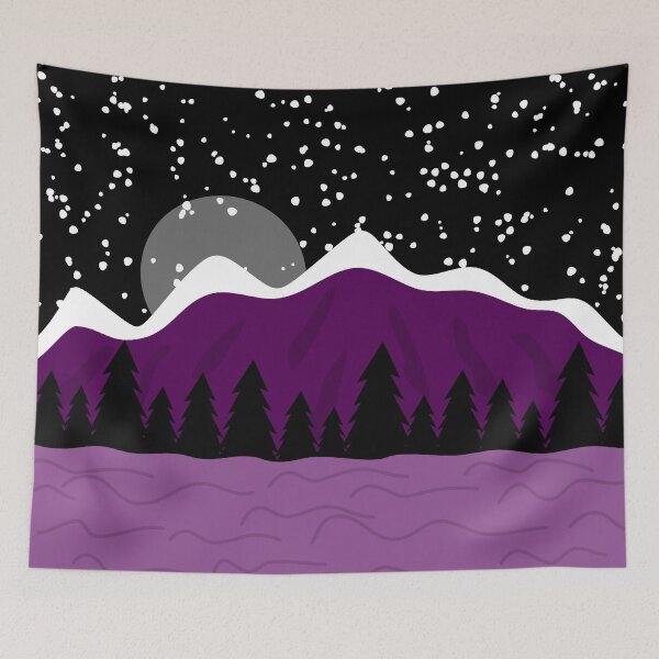 Item preview, Asexual Pride Flag Art Mountain Landscape Snow Trees designed and sold by cashewdays.
