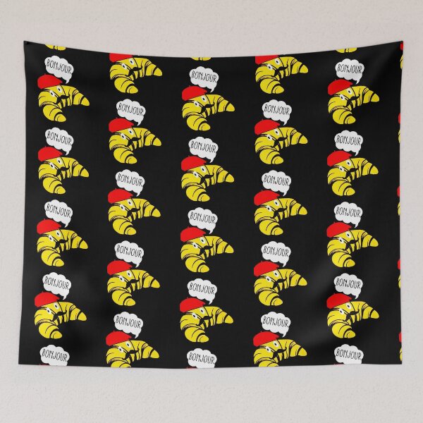 Item preview, Bonjour Croissant With Mustache And Beret Hat Pun designed and sold by jacopnoel.