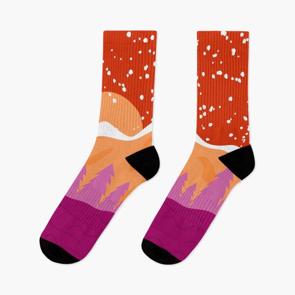 Item preview, Lesbian Pride Flag Art Mountain Landscape Snow Trees designed and sold by cashewdays.