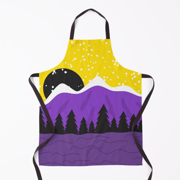 Item preview, Nonbinary Pride Flag Art Mountain Landscape Snow Trees designed and sold by cashewdays.