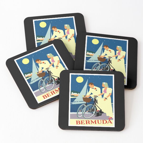 Item preview, BERMUDA : Vintage 1930 Beach Resort Bicycle Riding  Advertising Print designed and sold by posterbobs.