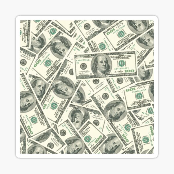 Money Money Money, One Million Dollars, Cash, One-hundred-dollar bills by Airam Sticker