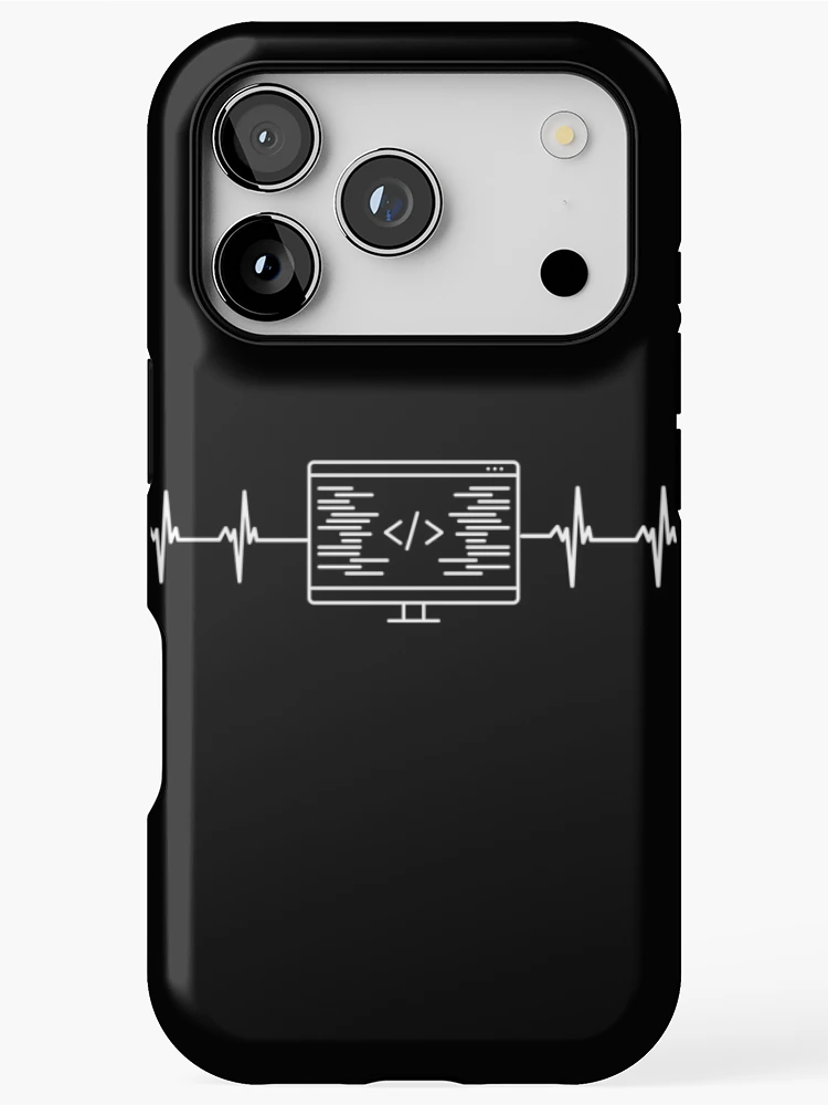 Thumbnail 1 of 4, iPhone Case, Simple Coding Computer Heartbeat Line designed and sold by expatessentials.