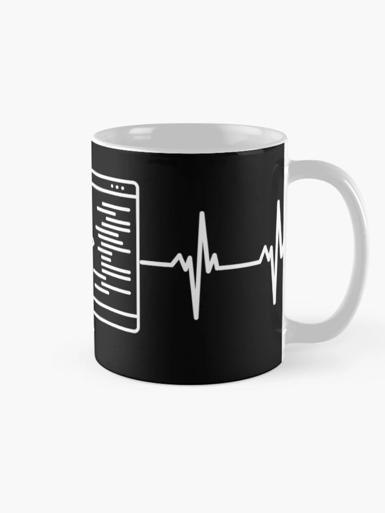 Thumbnail 3 of 6, Coffee Mug, Simple Coding Computer Heartbeat Line designed and sold by expatessentials.