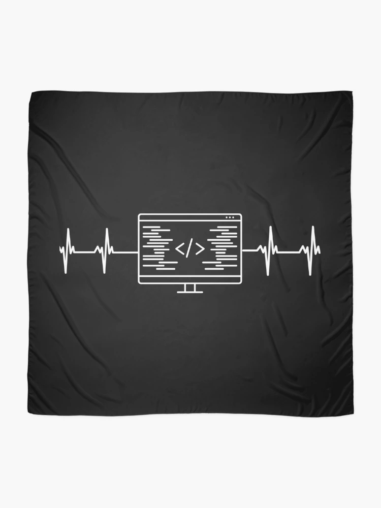 Thumbnail 2 of 3, Scarf, Simple Coding Computer Heartbeat Line designed and sold by expatessentials.