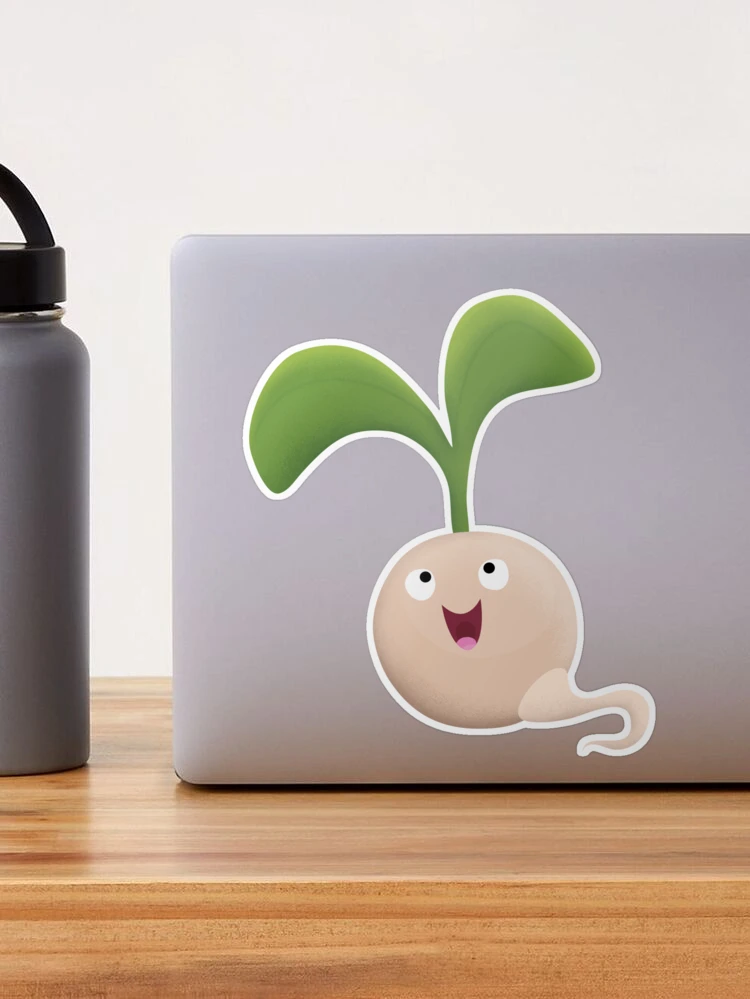 Cute happy seed sprout cartoon illustration beverage pitcher