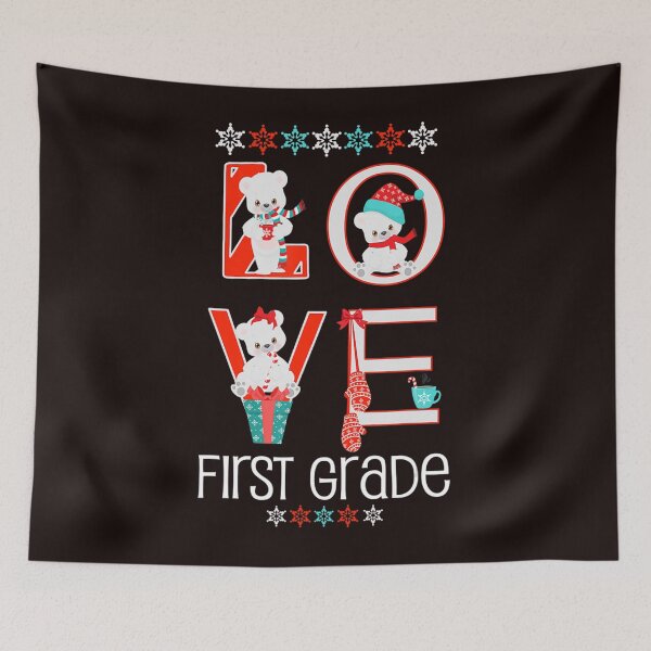 Item preview, First Grade Christmas Bear Love Teacher Students Classroom  designed and sold by YvonneKelle.