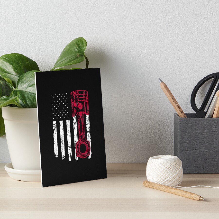 "Car Enthusiast American Flag Piston Muscle Car" Art Board Print by Jhanie Redbubble
