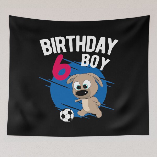 Aperçu de l'œuvre Anniversaire Garçon 6 Ans - Pup Soccer créée et vendue par onicon.