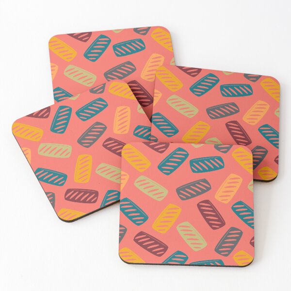 Item preview, Sausage Roll Retro British Food Pattern Multicolour Coral designed and sold by cashewdays.