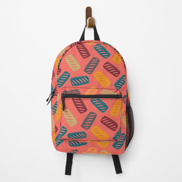 Item preview, Sausage Roll Retro British Food Pattern Multicolour Coral designed and sold by cashewdays.