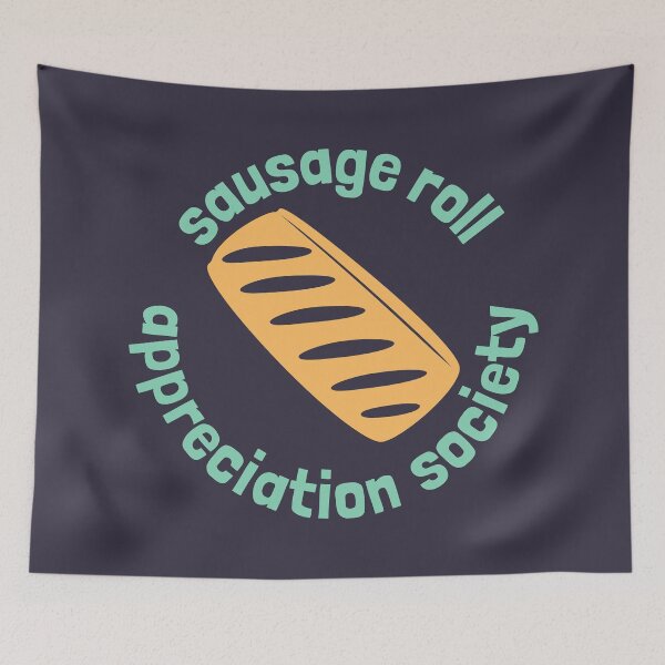 Item preview, Sausage Roll Appreciation Society British Food Orange Teal designed and sold by cashewdays.