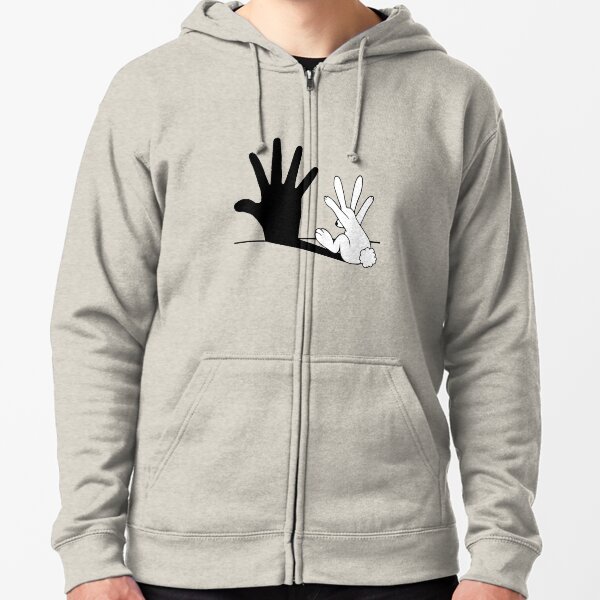 Rabbit Hand Shadow Zipped Hoodie
