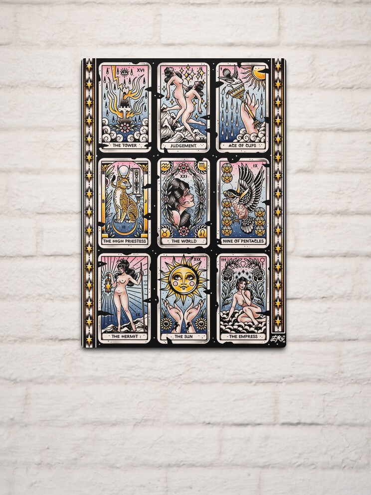 Tarot Cards Vintage Romance Traditional Tattoo Flash Style Print 