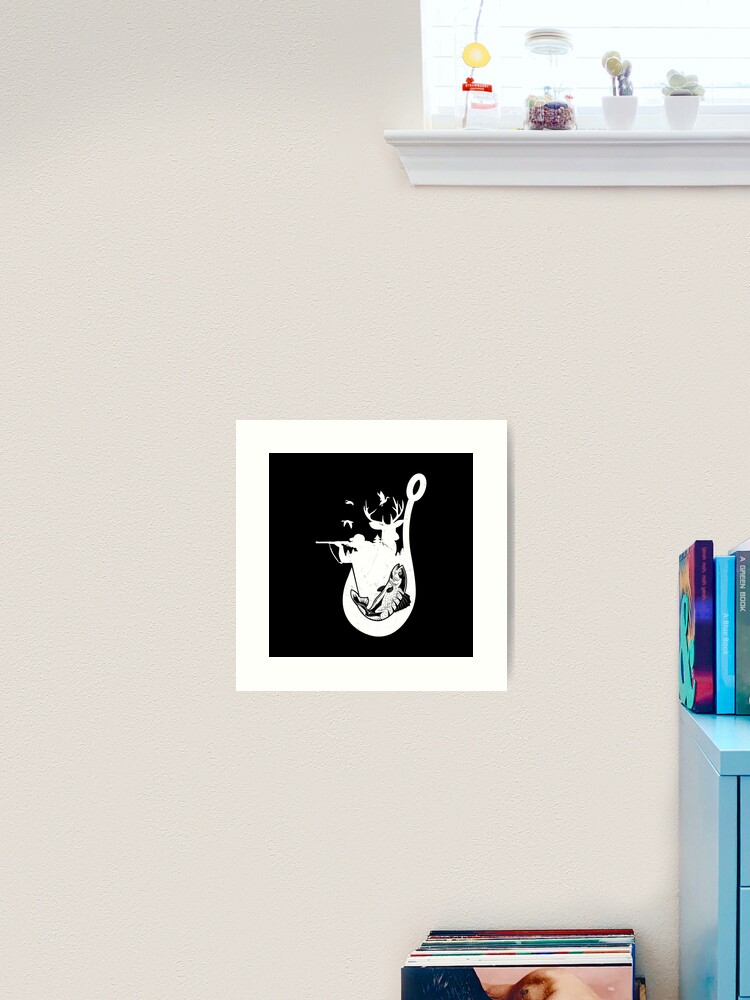 Hunting And Fishing Hook Deer Wildlife Nature Fish Art Print by Strong  Print Designs