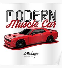 Modern Muscle car. Challenger (red) Poster