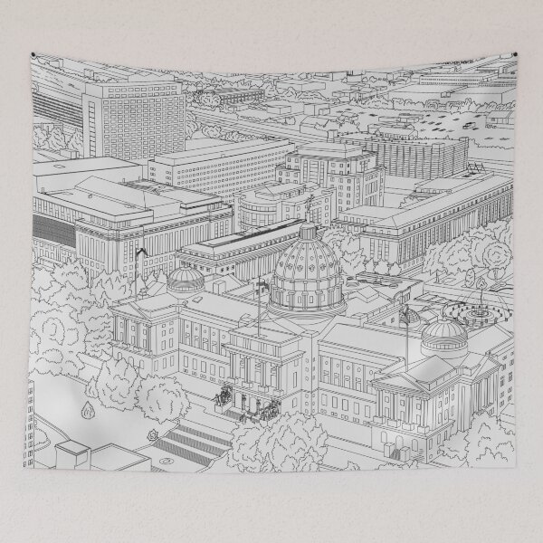 Item preview, Harrisburg Pennsylvania Capital Area Mounted Print black and white designed and sold by MatthewJSimpson.