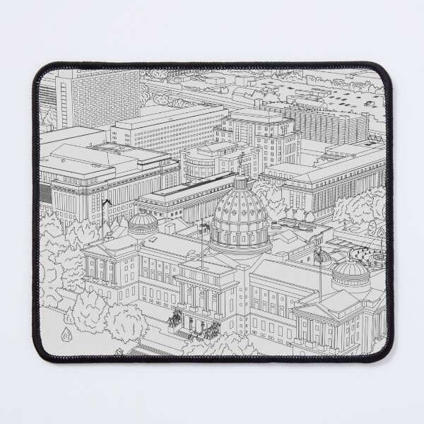 Item preview, Harrisburg Pennsylvania Capital Area Mounted Print black and white designed and sold by MatthewJSimpson.