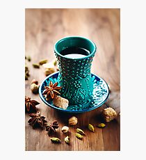 Tea or Different Drink with Spices in Traditional Turkish Glass Photographic Print