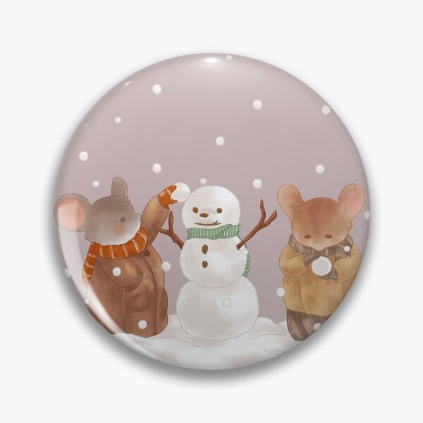 Item preview, Snowy Winter Cottagecore Mice Building a Snowman designed and sold by Jieul.