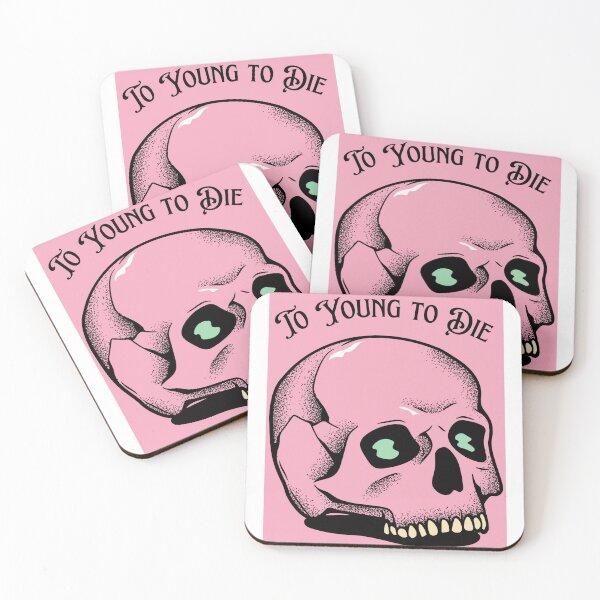 Item preview, Pink skull on the shirts with phrase to young to die designed and sold by Douaa_Print.