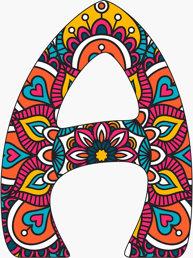 Mandala Stylized Alphabet Colorful Letters A Sticker For Sale By Cutesygreen Redbubble