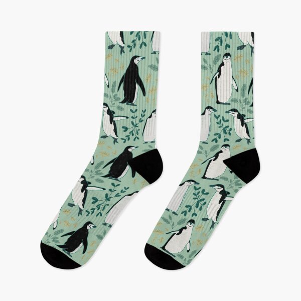 Item preview, Chinstrap Penguin - Cute Green and Black Bird Illustration Pattern  designed and sold by TheRainbowRoom.