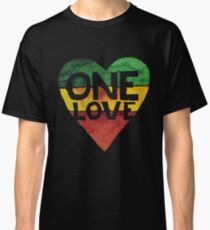 One Love Music Rasta Reggae Heart Peace Roots Classic T-Shirt