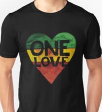 One Love Music Rasta Reggae Heart Peace Roots Unisex T-Shirt