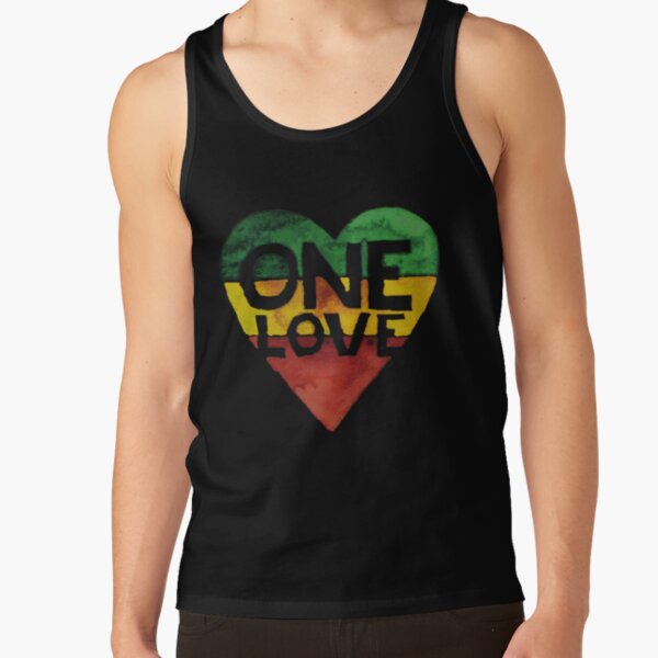One Love Music Rasta Reggae Heart Peace Roots Tank Top