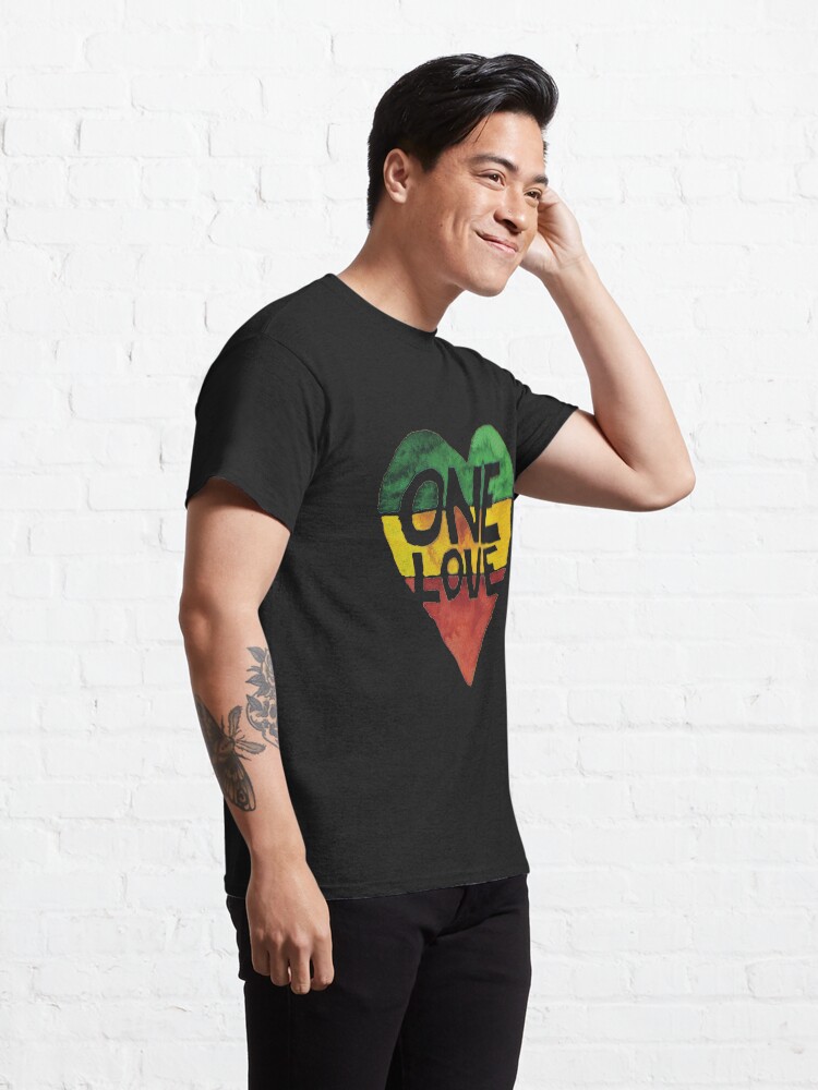 Alternative Ansicht von Eine Liebe Musik Rasta Reggae Herz Frieden Wurzeln Classic T-Shirt
