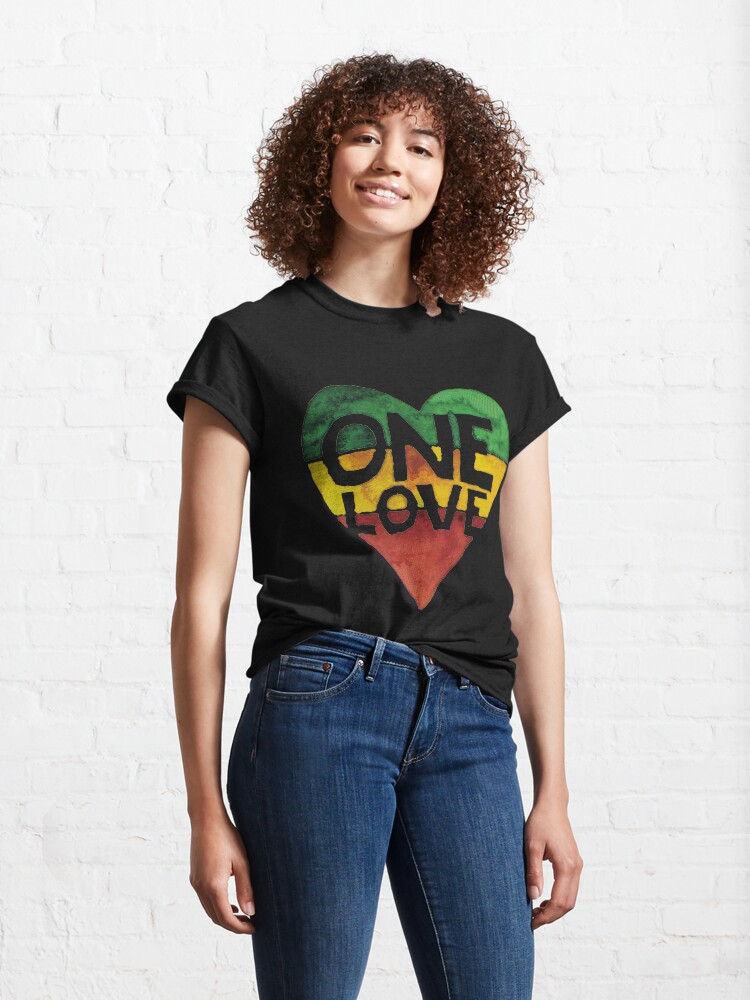 Alternative Ansicht von Eine Liebe Musik Rasta Reggae Herz Frieden Wurzeln Classic T-Shirt