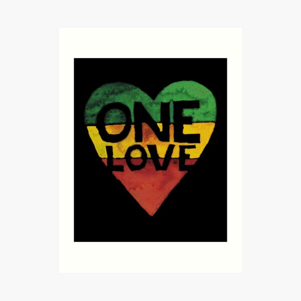 One Love Music Rasta Reggae Heart Peace Roots Lámina artística