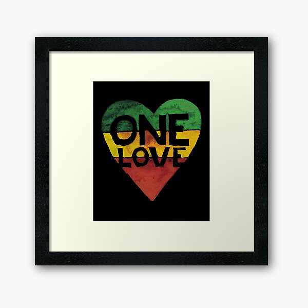 Eine Liebe Musik Rasta Reggae Herz Frieden Wurzeln Gerahmter Kunstdruck
