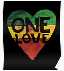 Eine Liebe Musik Rasta Reggae Herz Frieden Wurzeln Poster