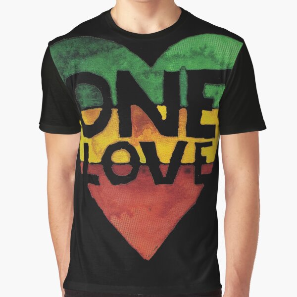 One Love Music Rasta Reggae Heart Peace Roots Camiseta gráfica