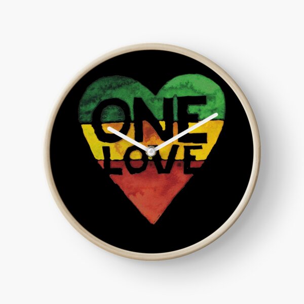 One Love Music Rasta Reggae Heart Peace Roots Clock
