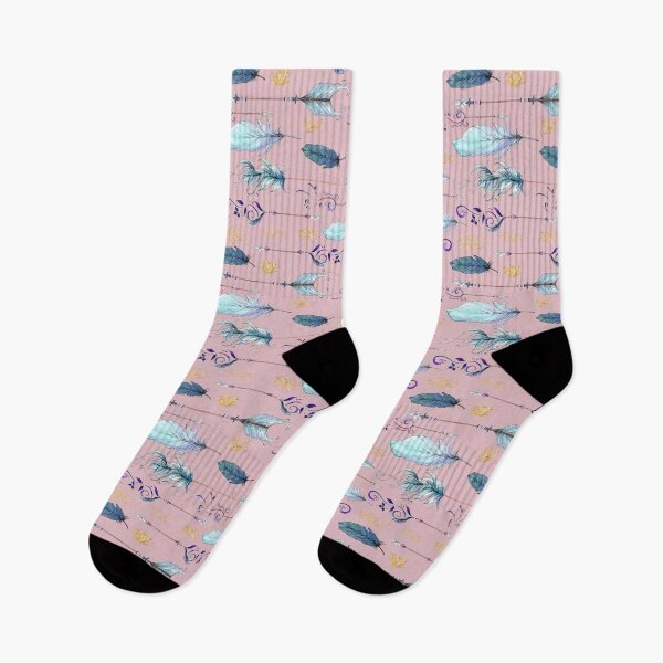 Item preview, Watercolour Boho Feathers and Arrows on pink (horizontal) designed and sold by creativebakergb.
