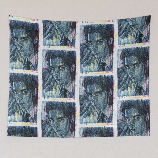 Item preview, Nick Cave - Nicholas Edward Cave - Hand Drawn Oil and Ink Portrait designed and sold by HRHildebrand.